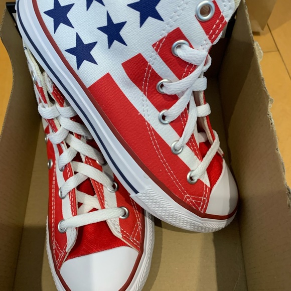 ‼️FIRM‼️ nib size 12 converse Chuck Taylor American flag stars stripes hi tops - Picture 6 of 8